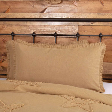 Burlap Natural King Sham w/ Fringed Ruffle 21x37 VHC Brands - The Fox Decor